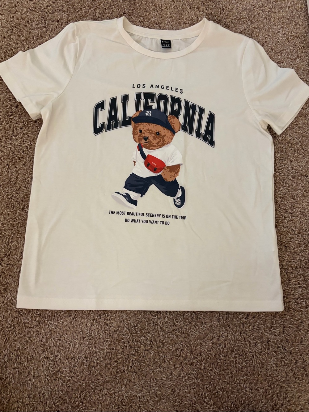SHEIN Women Cream Tee with California Bear Graphic